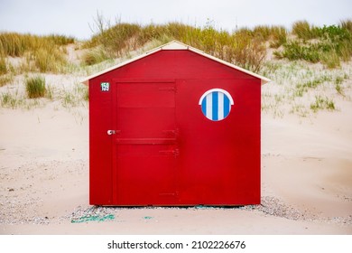 Red Beach House On The Dutch Coast