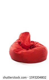 Red Bean Bag Chair On White Background