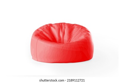 Red Beanbag Front View On White Background 3d Render	
