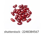 Red beans or kidney bean isolated on white background. top view, flat lay.