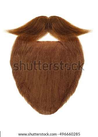 Red beard with curly mustache isolated on a white background
