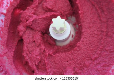 Red Beet Hummus In A Food Processor