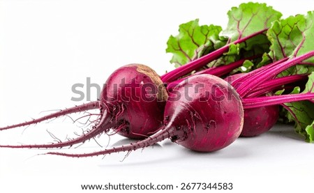 Red beetroot and beetroot cross sectoin isolated on white background