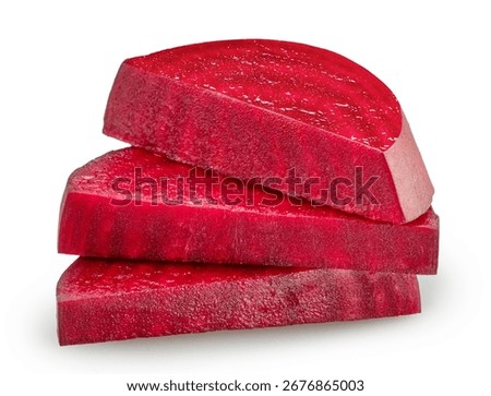 Red beetroot slices isolated on a white background. Clipping path.
