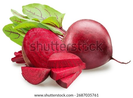 Red beetroot and beetroot slices isolated on a white background. Clipping path.