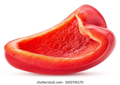 Red Bell Pepper Slice Isolated On White Background Clipping Path

