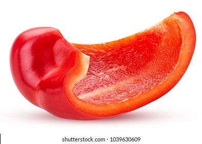 Red Bell Pepper Slice Isolated On White Background Clipping Path