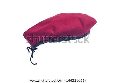 Red beret hat on isolate background.