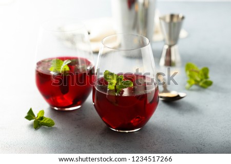 Red berry mint cocktail
