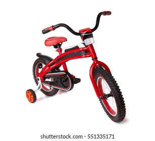 Red Bicycle For Children Isolated On White Background