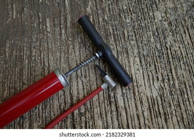 Red Bicycle Tire Air Pump