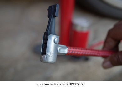 Red Bicycle Tire Air Pump