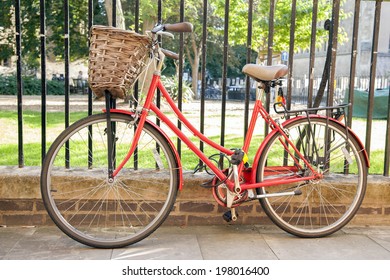 Red Bike In Cambridge, England, UK