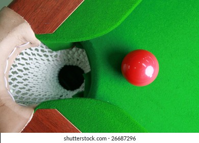 Red Billiard Ball Front Corner Pocket Stock Photo Edit Now 26687296