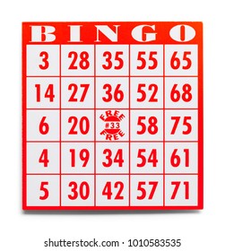 Red Bingo Card Isolated On A White Background.