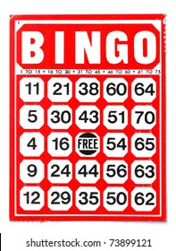 Red Bingo Card On White Background