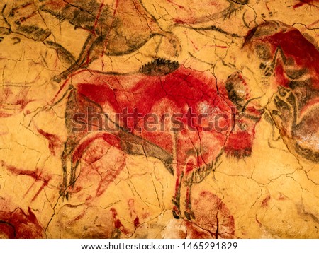 Red bison from Altamira cave, Santillana del Mar, Cantabria, Spain.