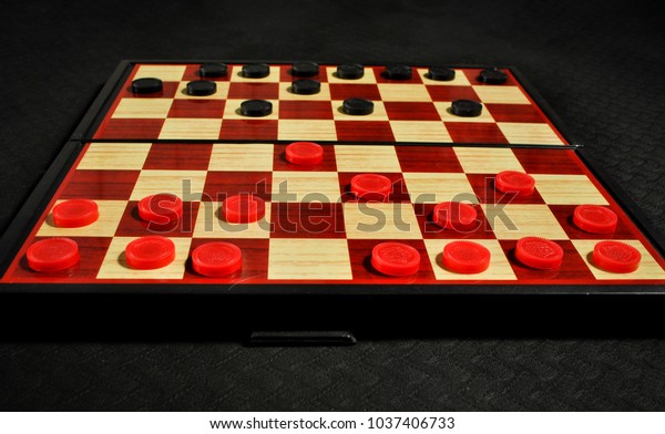 Red Black Checkers Isolated Checkers Board Stock Photo Edit Now