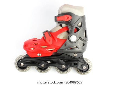 Red & Black Colored roller skates isolated on white