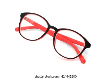 Red Black Eye Glasses Isolated On White Background