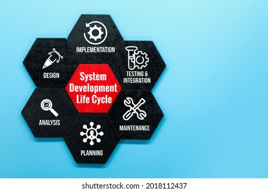 red and black hexagon with system development life cycle