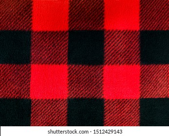 Red And Black Lumberjack Plaid Pattern On Flannel Fabric
