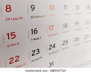 Red and black numbers are symbols of the Indonesian calendar, Aceh Indonesia - Shutterstock ID 1889937724