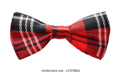 Red black plaid bow tie isolated on white - Powered by Shutterstock