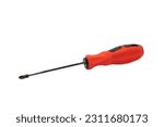 Red black screwdriver isolated on white background. Builder