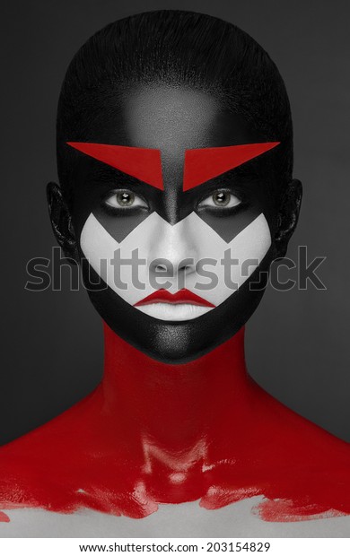 Red Black White Art Makeup Beauty Stock Photo Edit Now 203154829