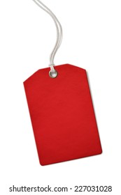 Red Blank Paper Price Or Sale Tag Isolated On White