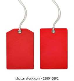 Red Blank Paper Price Or Sale Tag Set Isolated On White