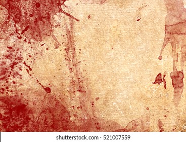 Red Blood Spots On Old Weathered Paper