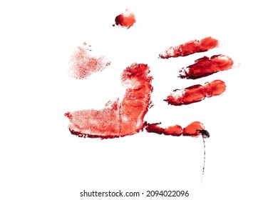 Red Bloody Handprint On A White Background