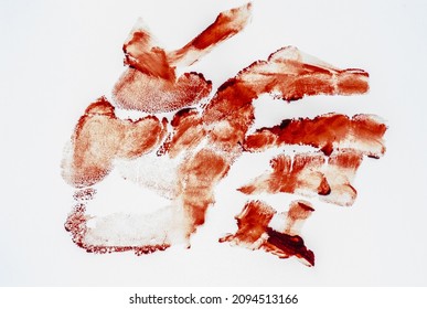 Red Bloody Handprint On A White Background