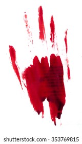 Red Bloody Handprint On A White Background