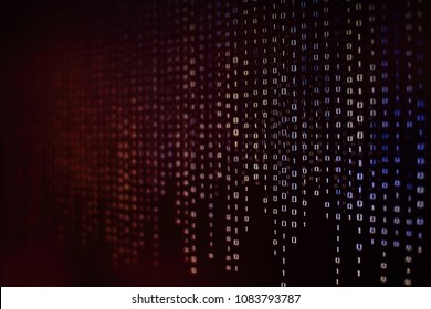 red and blue binary bit on computer screen. computer virus infection concepts.