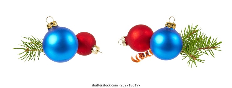 red blue christmas balls decoration isolated on white - Powered by Shutterstock