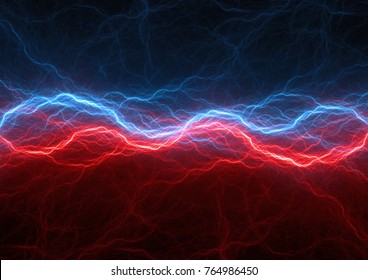 Red And Blue Electrical Lightnings, Abstract Plasma