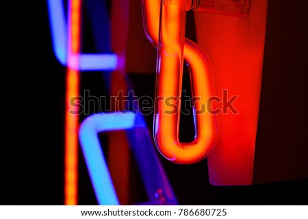 Red and blue neon tubes with gas