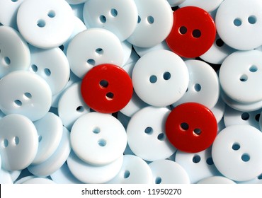 Red And Blue Polyester Resin Buttons - Closeup Background