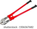 Red Bolt cutter or clipper for cutting wire or steel bars isolated on white background.