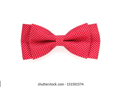 red bow tie with white polka dots isolated on white background - Powered by Shutterstock