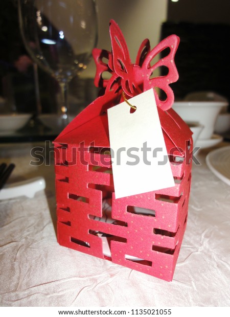 Red Box Gift Token Inside Guest Stock Photo Edit Now 1135021055