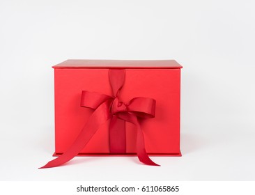 Red Box With Grosgrain Ribbon Bow