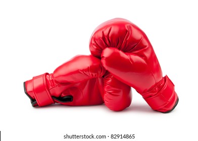 Red Boxing Gloves Isolated On White