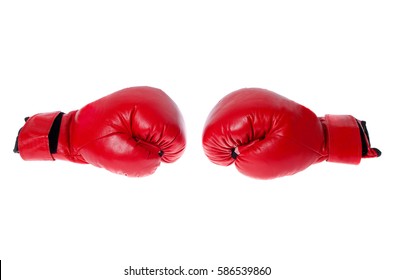 red boxing gloves on a white background - Shutterstock ID 586539860