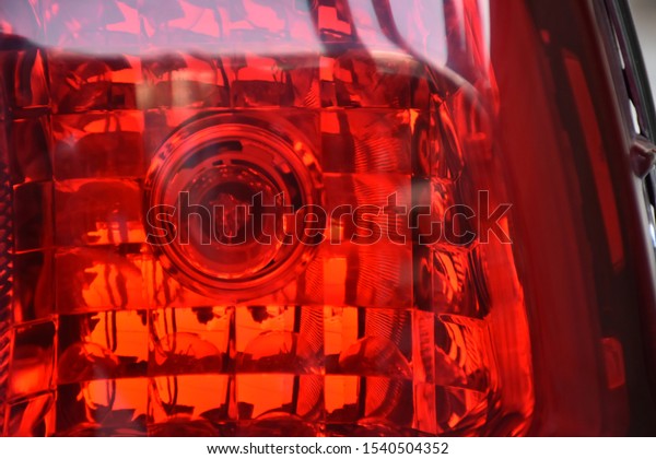 Red brake lights on the\
car