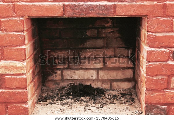 Red Brick Dirty Fireplace Remains Ash Stock Photo Edit Now