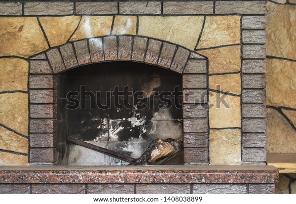 Red Brick Dirty Fireplace Remains Ash Stock Photo Edit Now